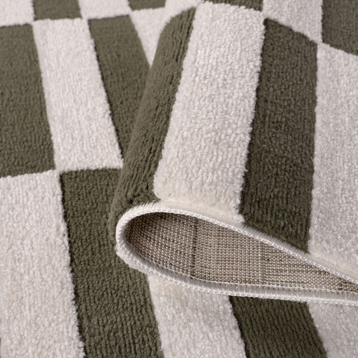 Loft Striped Green Rug Non-shedding, easy care.