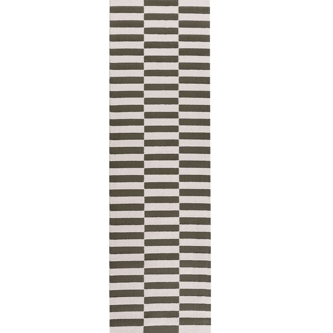 Loft Striped Green Rug Non-shedding, easy care.