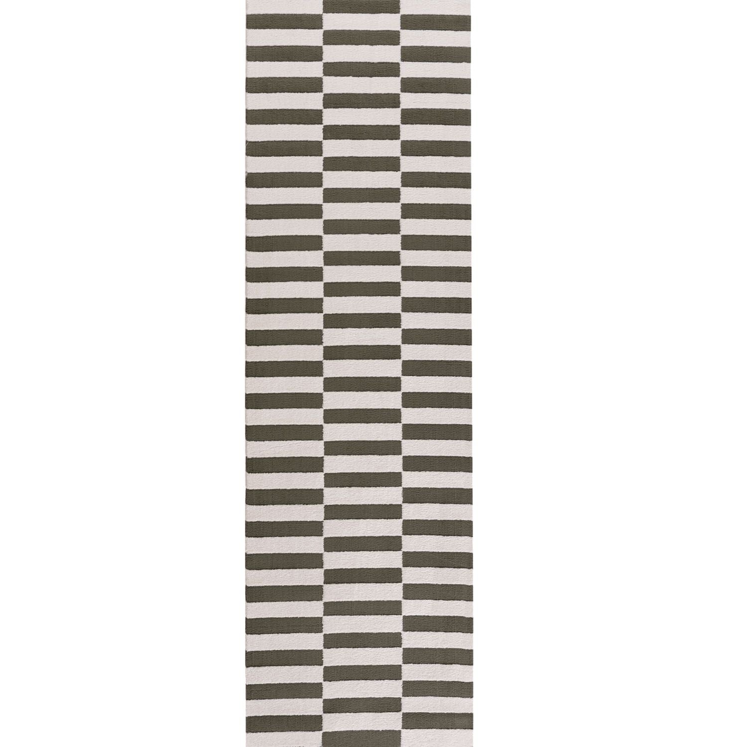 Loft Striped Green Rug Non-shedding, easy care.