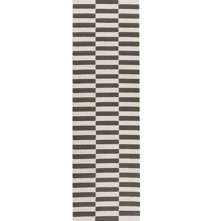 Loft Striped Green Rug Non-shedding, easy care.