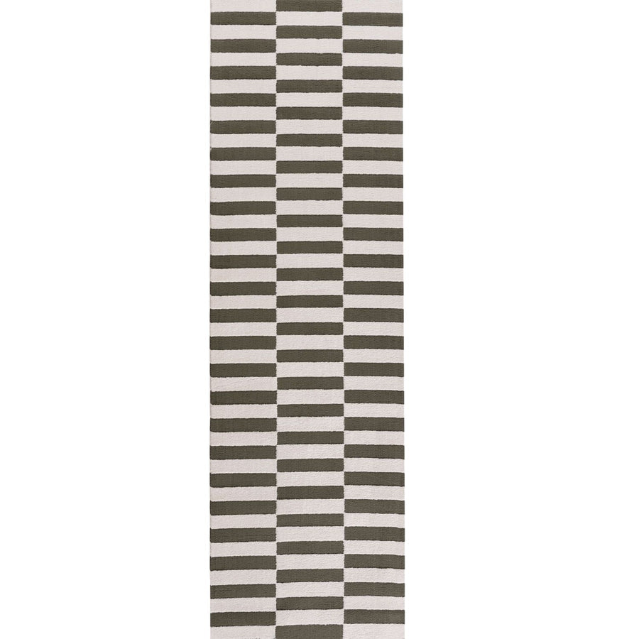 Loft Striped Green Rug Non-shedding, easy care.