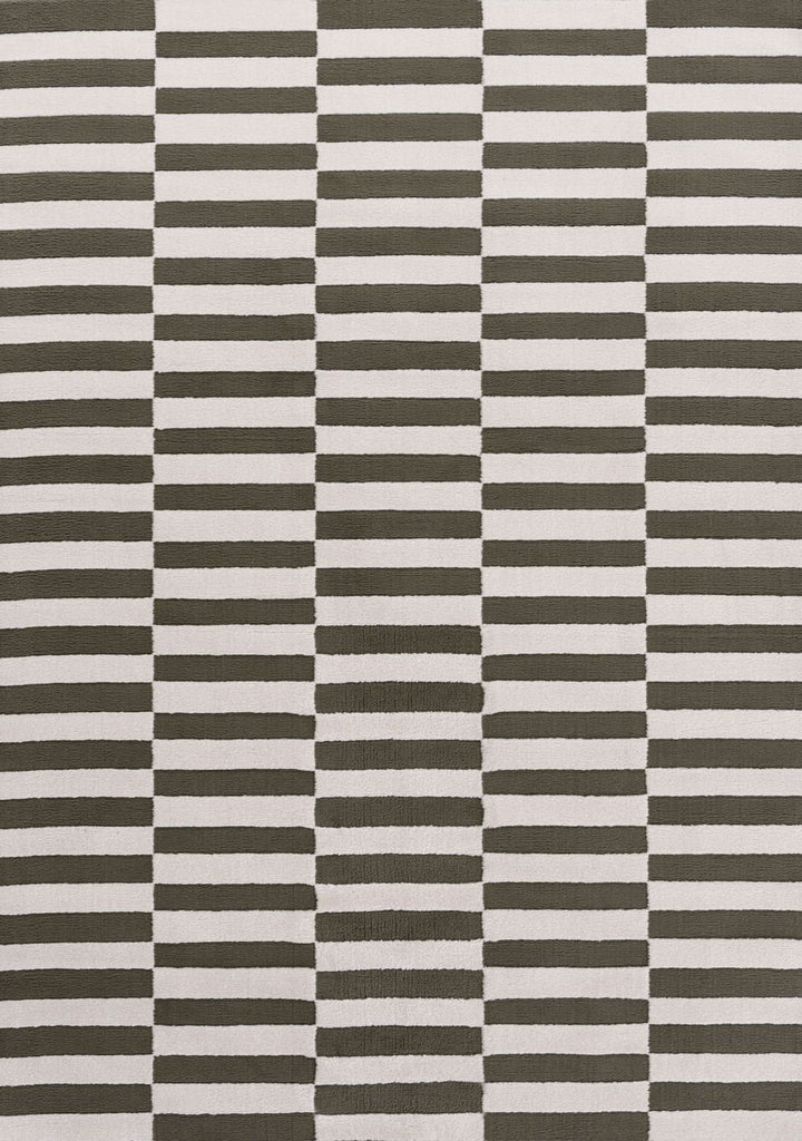 Loft Striped Green Rug Non-shedding, easy care.