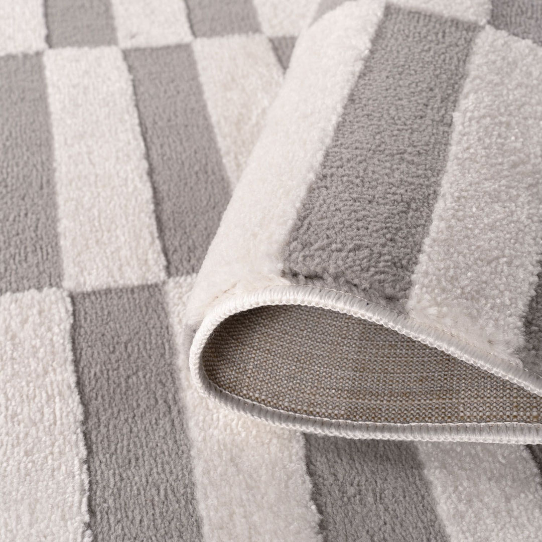 Loft Striped Grey Rug Textured Pile