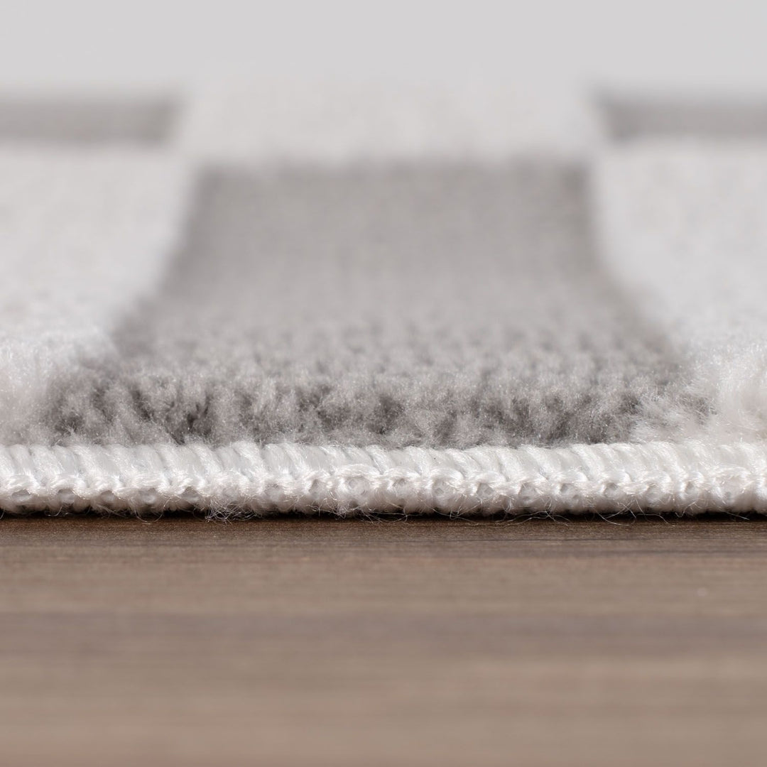 Loft Striped Grey Rug Textured Pile