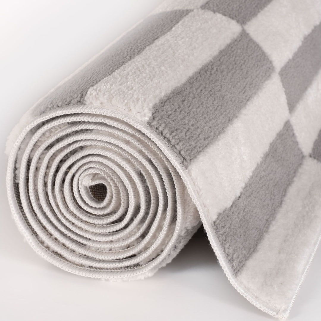 Loft Striped Grey Rug Textured Pile