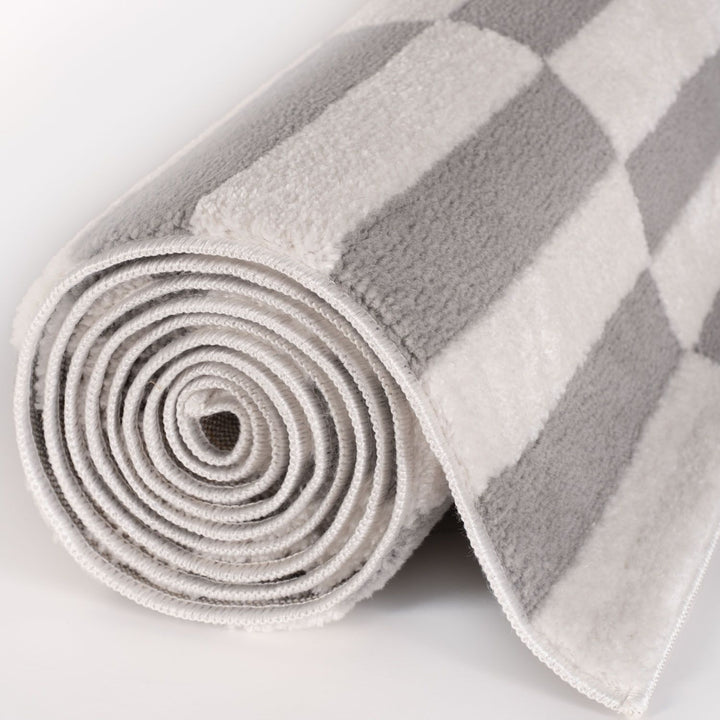 Loft Striped Grey Rug Textured Pile