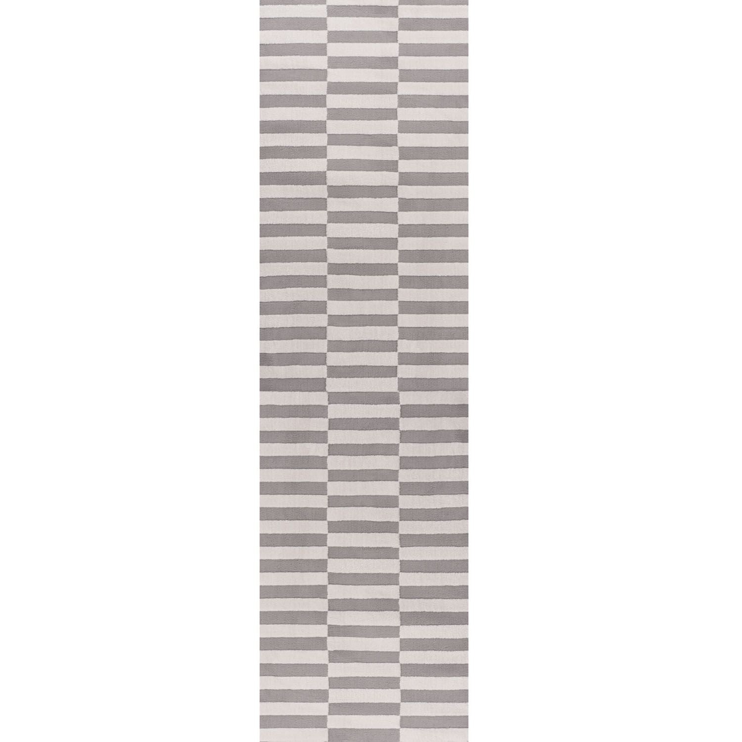 Loft Striped Grey Rug Textured Pile