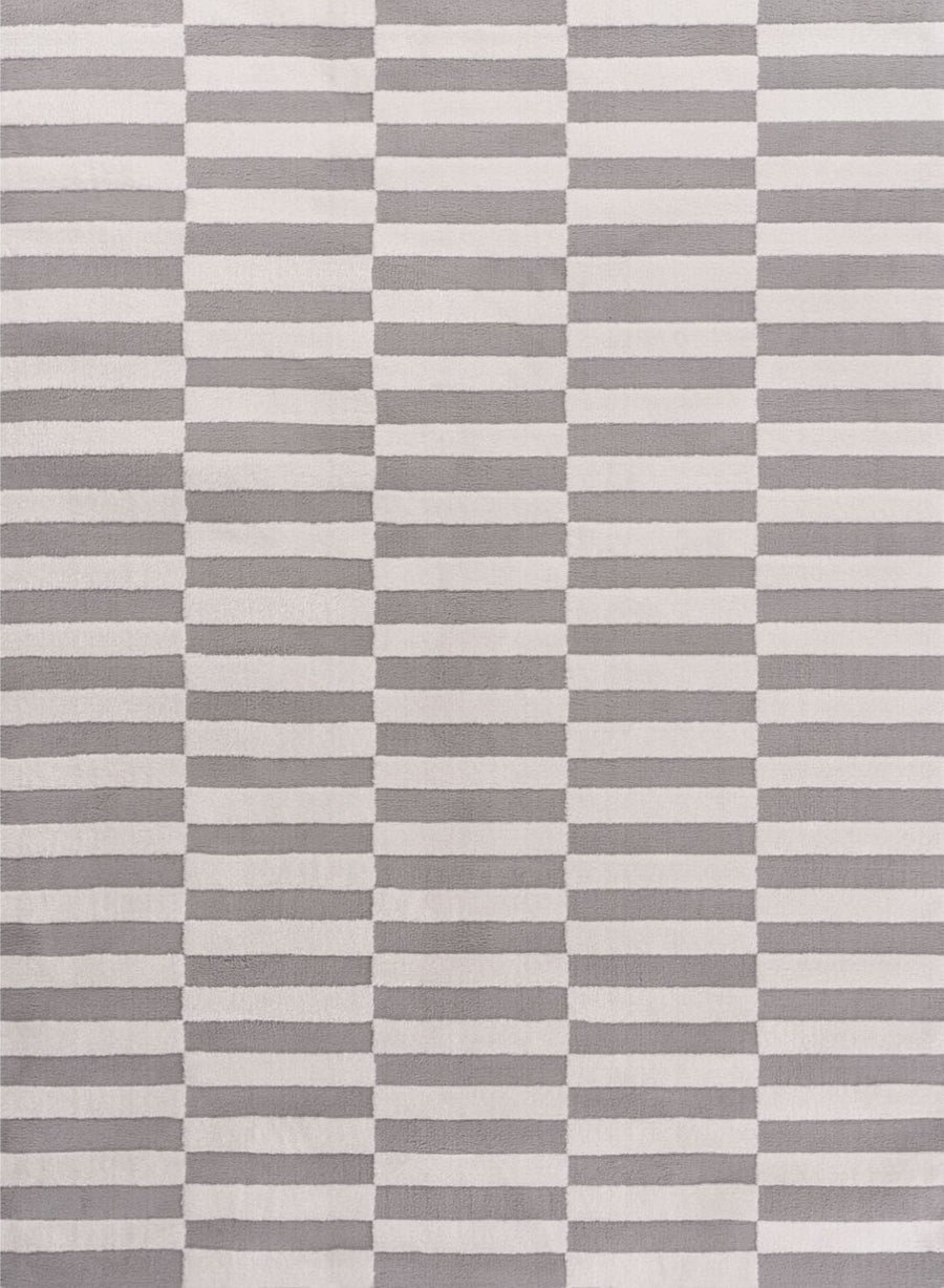 Loft Striped Grey Rug Textured Pile
