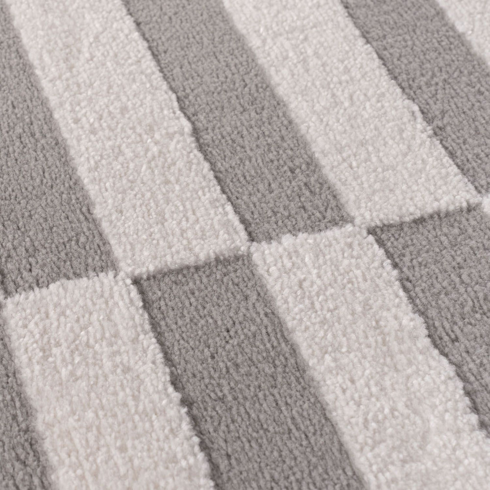 Loft Striped Grey Rug Textured Pile