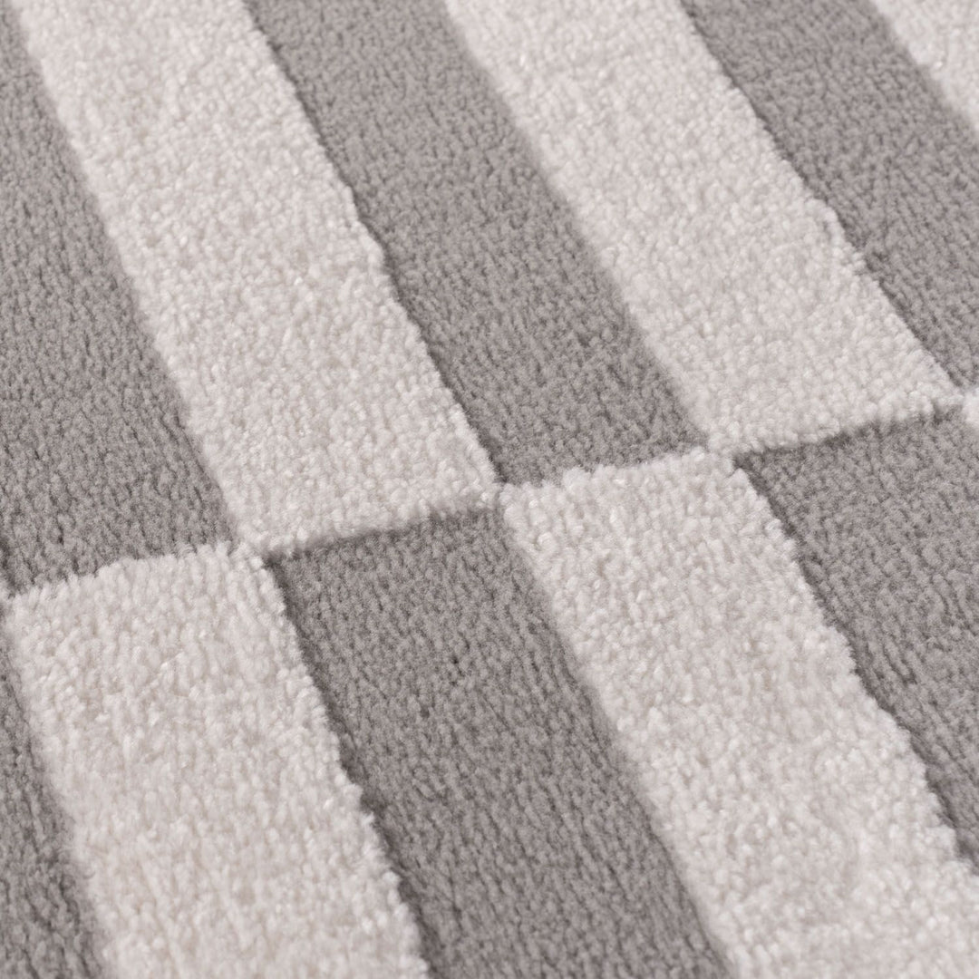 Loft Striped Grey Rug Textured Pile
