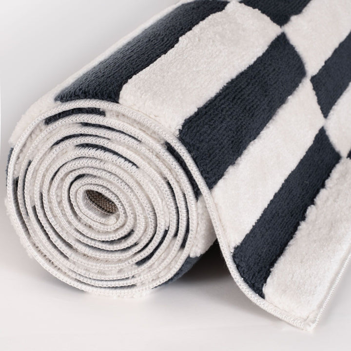 Loft Striped Blue Rug Cozy Feel, Fade-resistant.