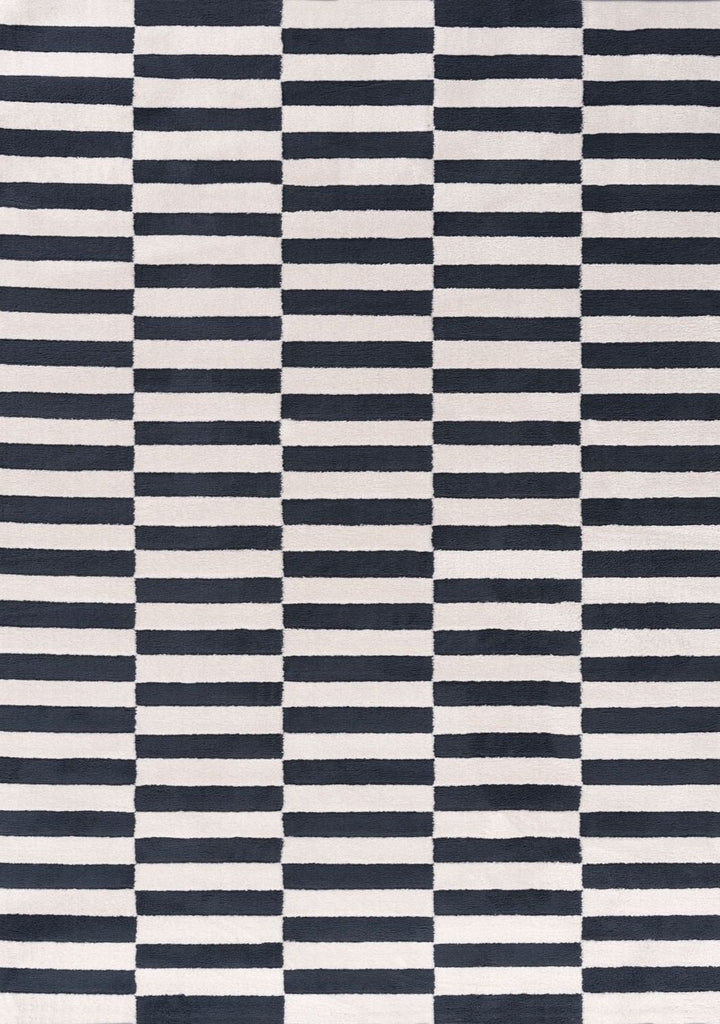 Loft Striped Blue Rug Cozy Feel, Fade-resistant.