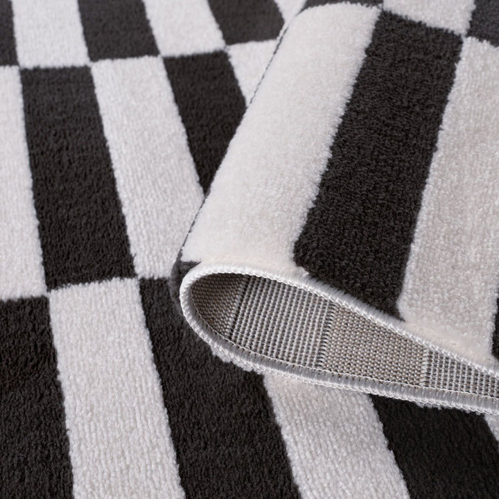 Loft Striped Dark Grey Rug High-low Pile