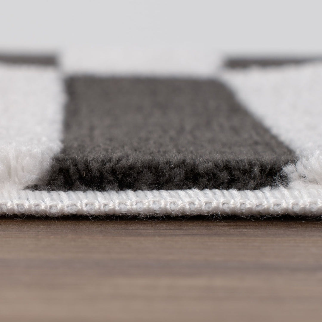 Loft Striped Dark Grey Rug High-low Pile