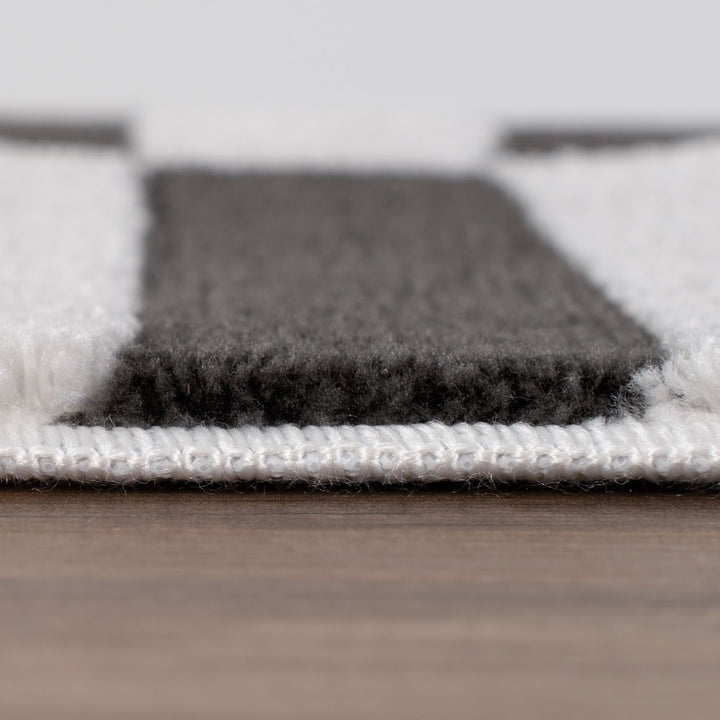 Loft Striped Dark Grey Rug High-low Pile