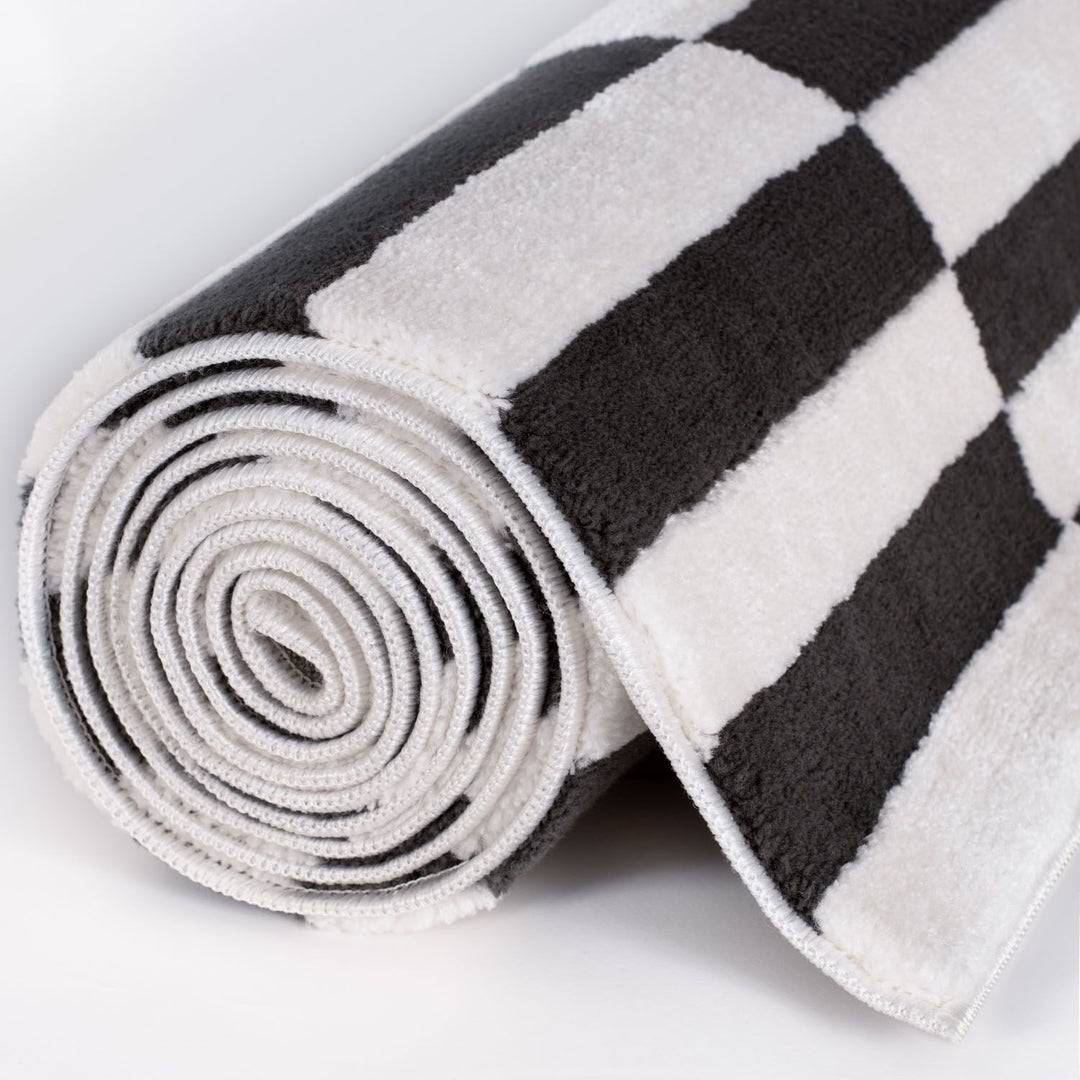 Loft Striped Dark Grey Rug High-low Pile