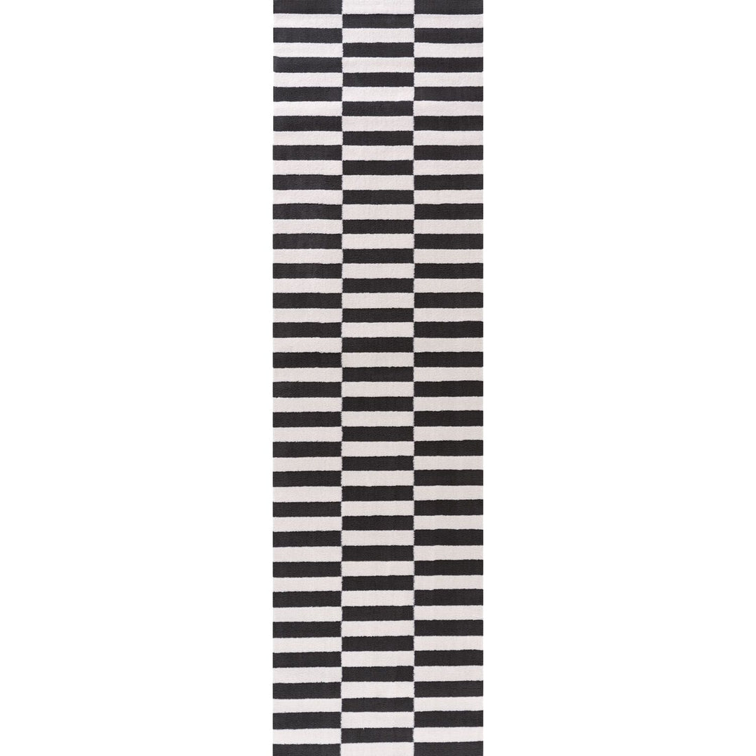 Loft Striped Dark Grey Rug High-low Pile