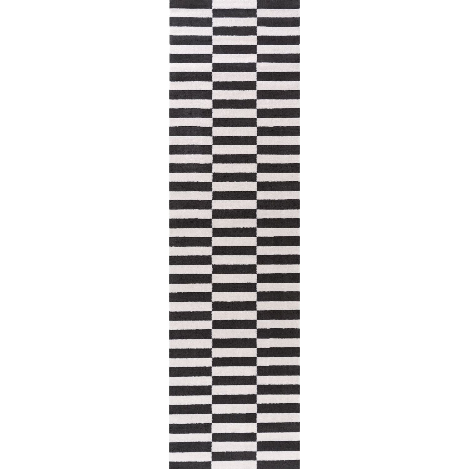 Loft Striped Dark Grey Rug High-low Pile