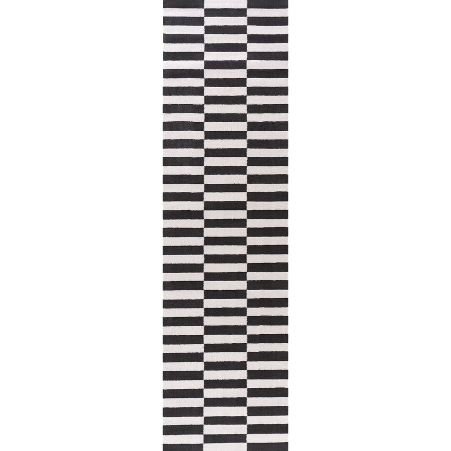 Loft Striped Dark Grey Rug High-low Pile