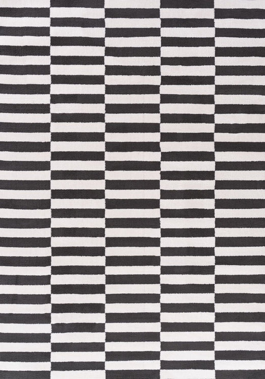 Loft Striped Dark Grey Rug High-low Pile