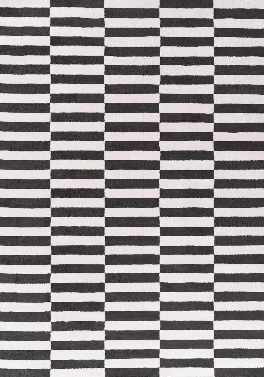 Loft Striped Dark Grey Rug High-low Pile