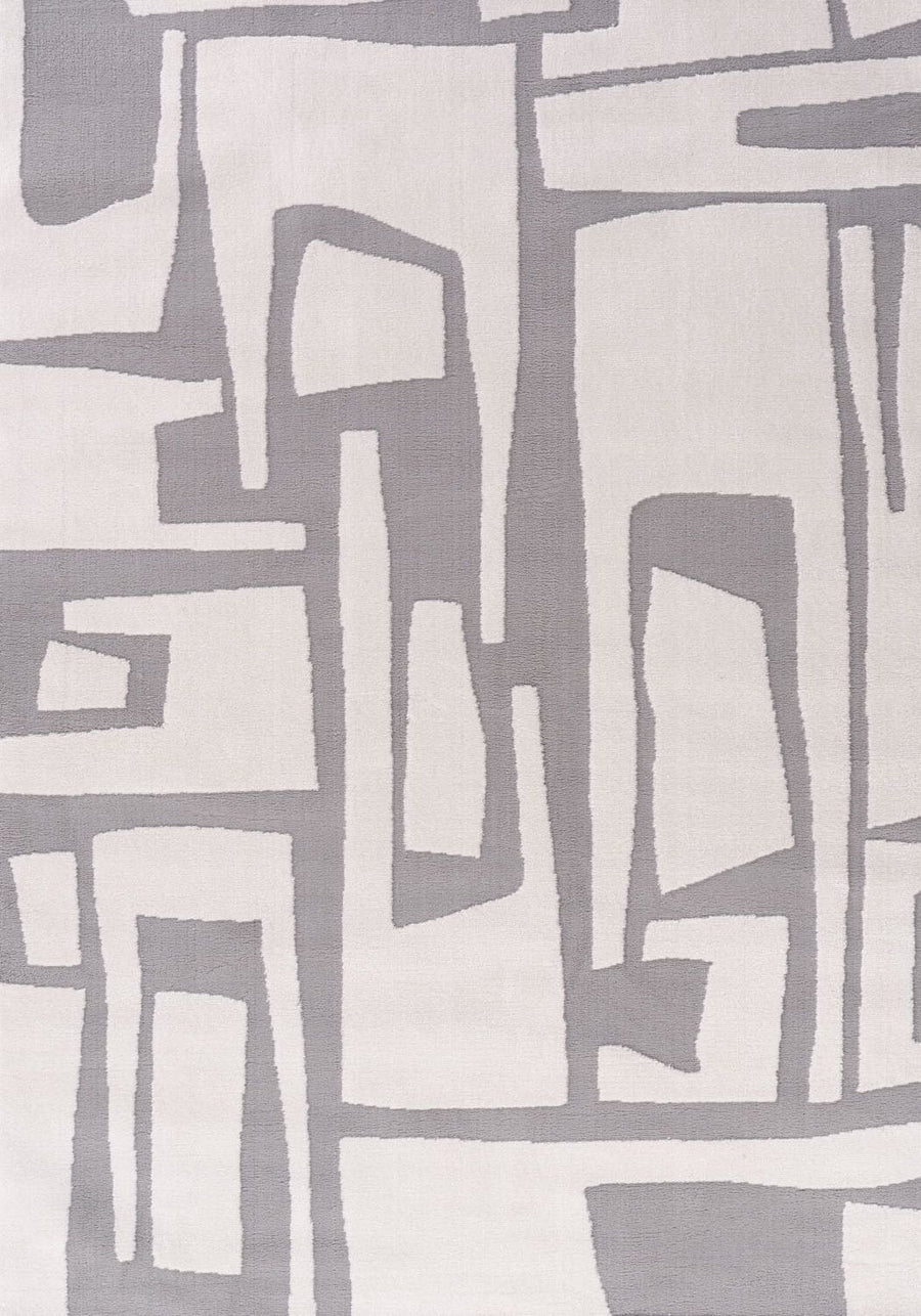 Abstract design Grey rug, Non-shed, Easy care.