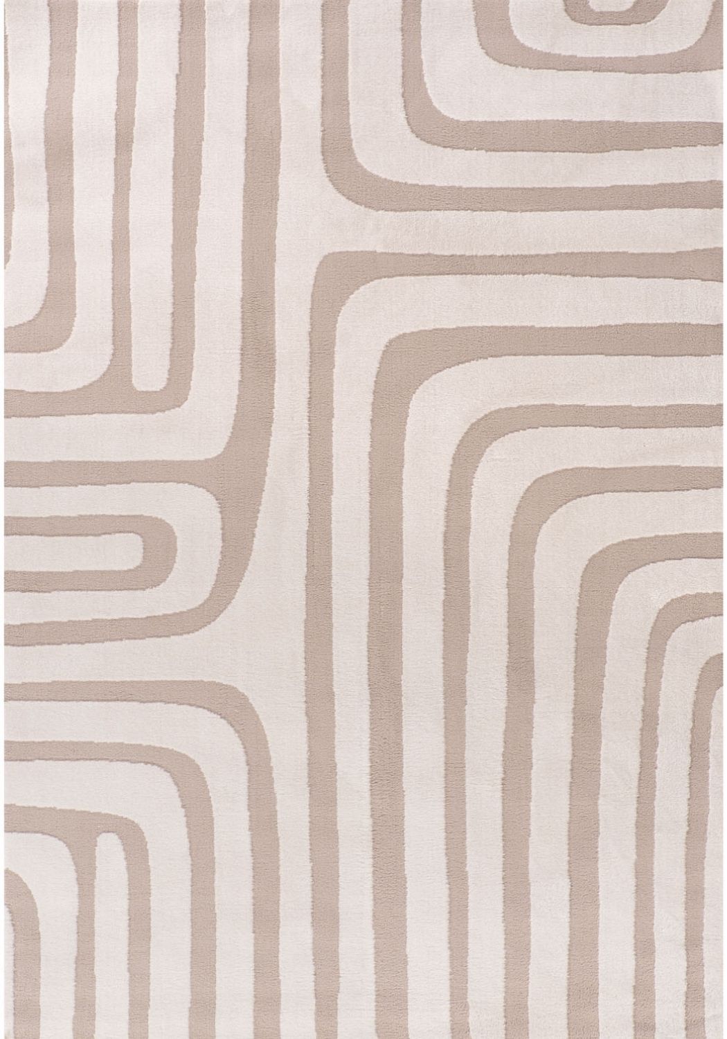 Patterned wallpaper with wavy lines in beige on a white background