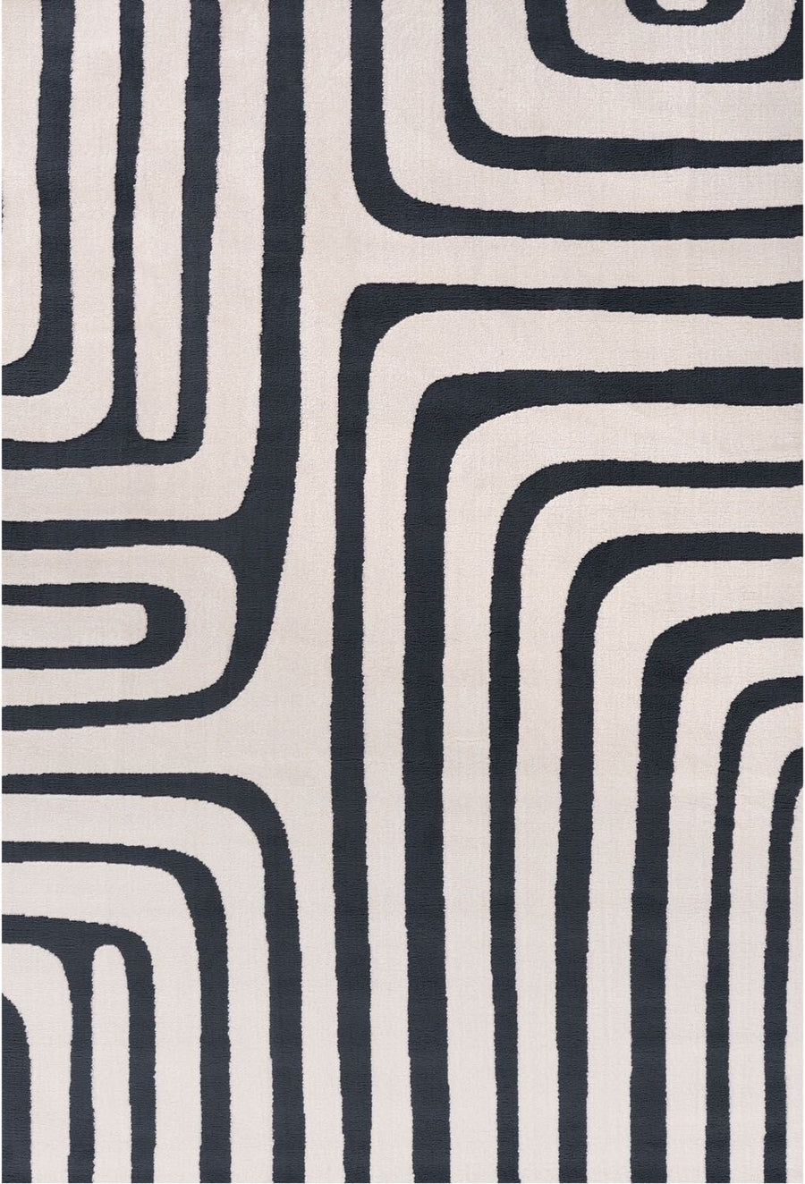 Rug with black and white geometric pattern
