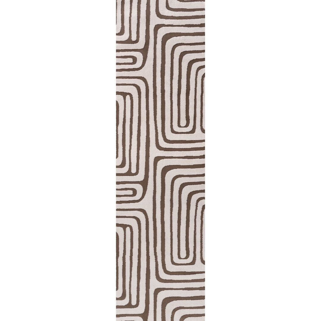 Rectangular mat with brown wavy pattern on a white background