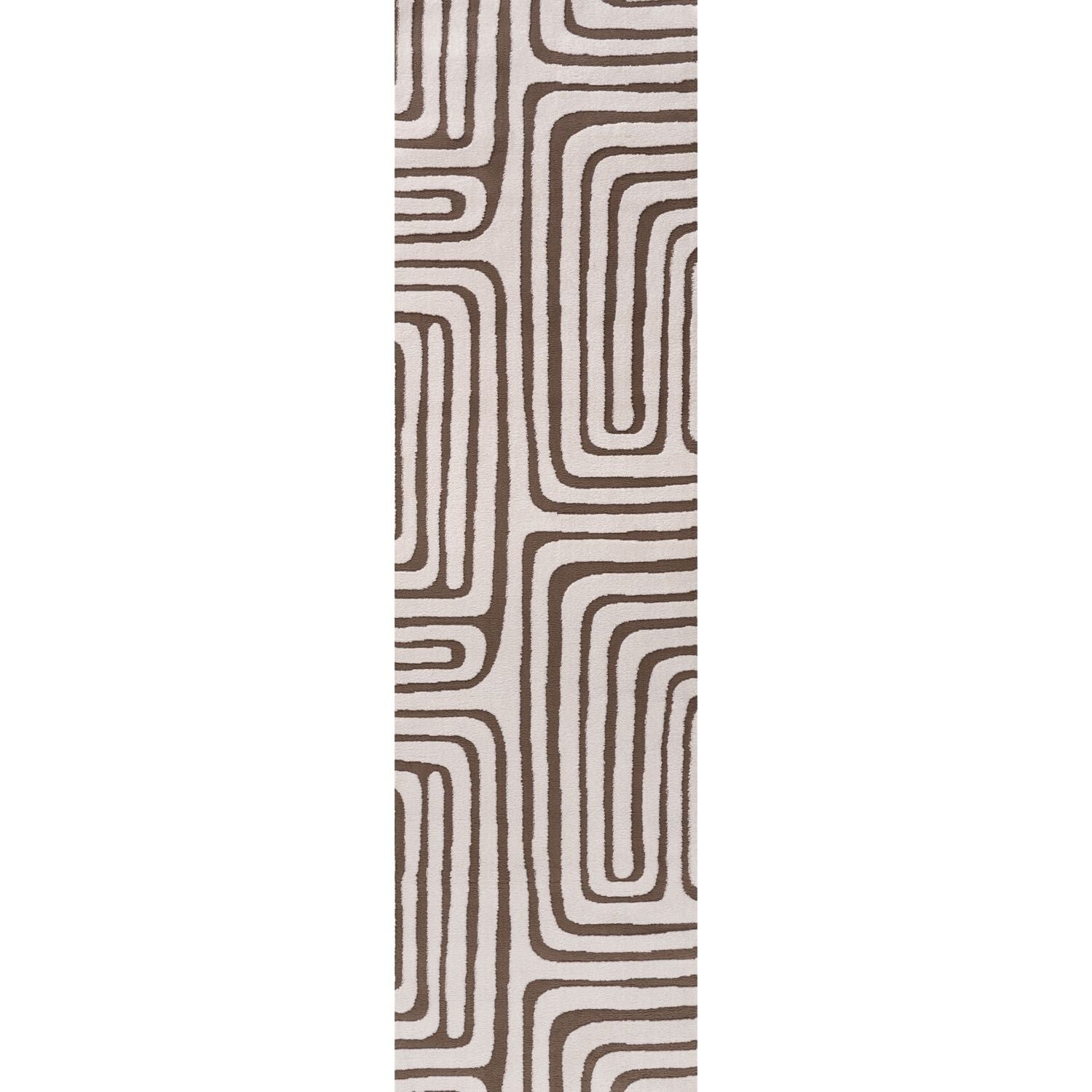 Rectangular mat with brown wavy pattern on a white background