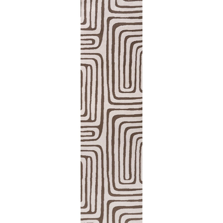 Rectangular mat with brown wavy pattern on a white background