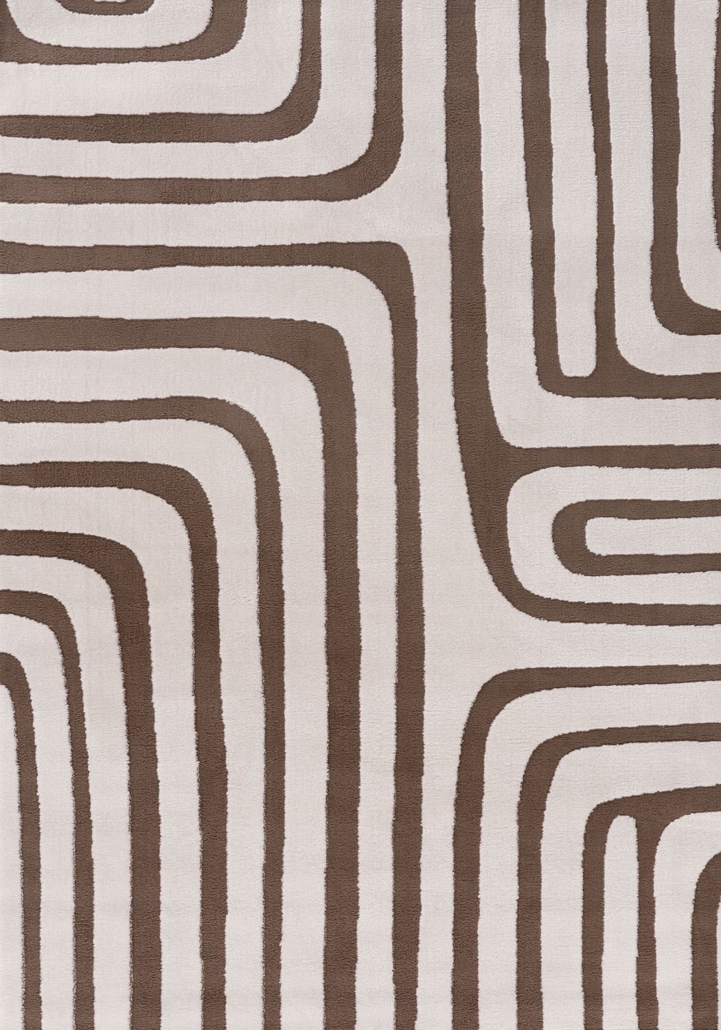 Patterned fabric with brown and beige stripes on a plain background