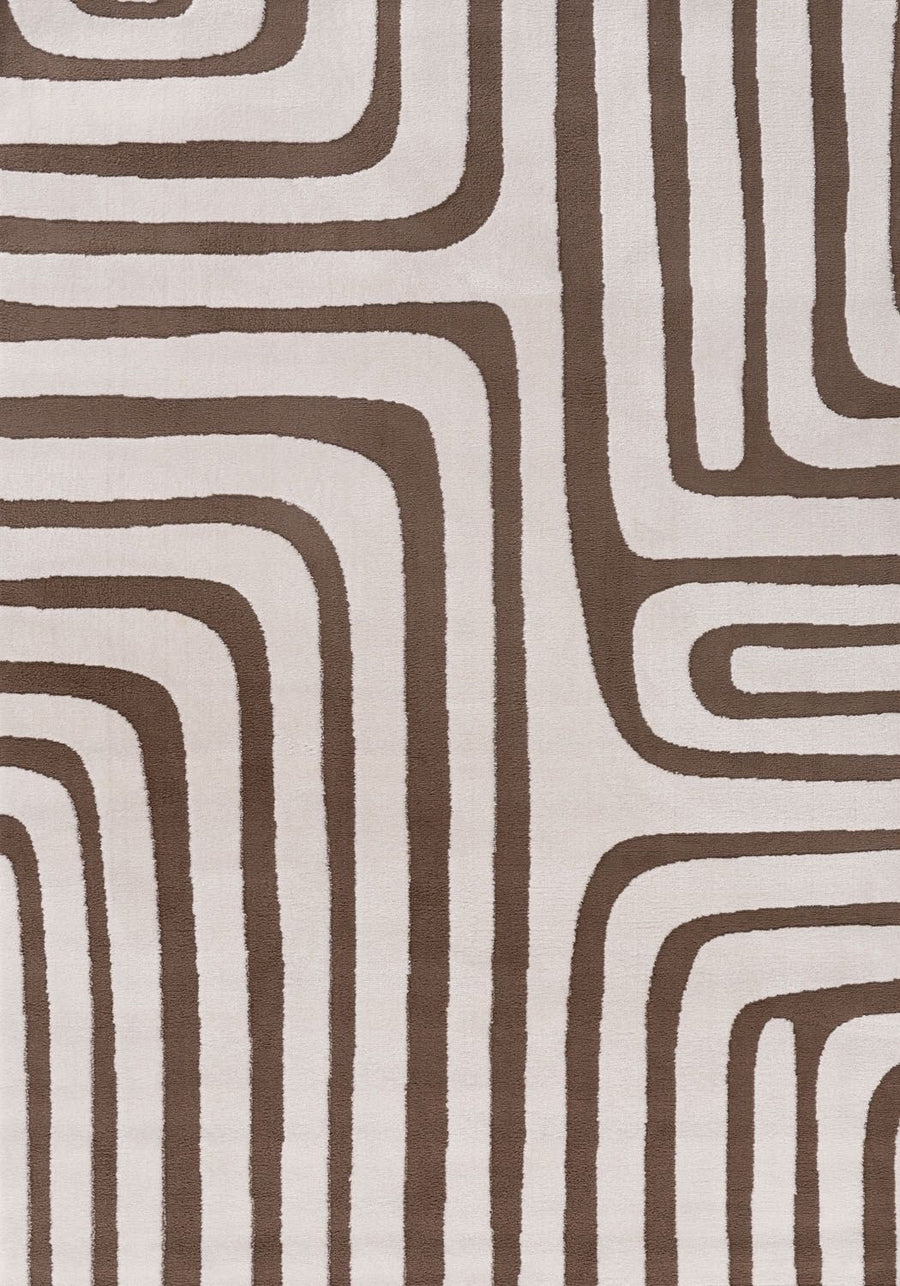 Patterned fabric with brown and beige stripes on a plain background