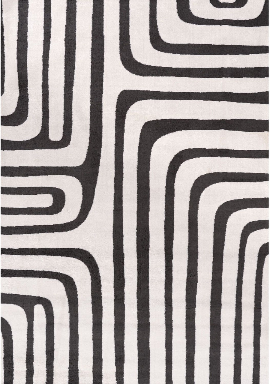 Loft Geometric Dark Grey Rug Easy Care