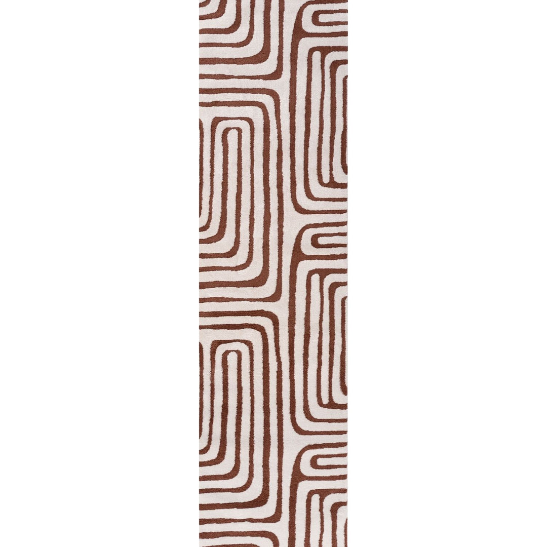 Rectangular mat with brown abstract pattern on a white background
