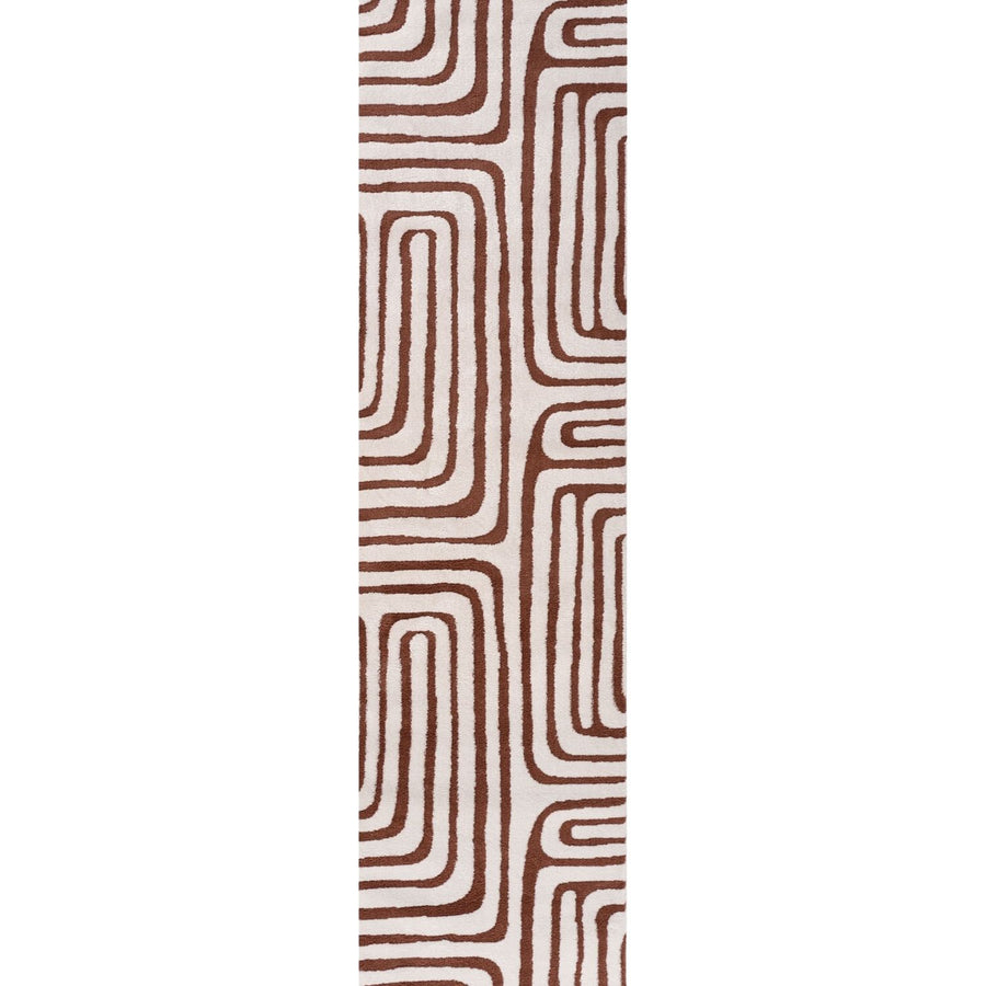 Rectangular mat with brown abstract pattern on a white background