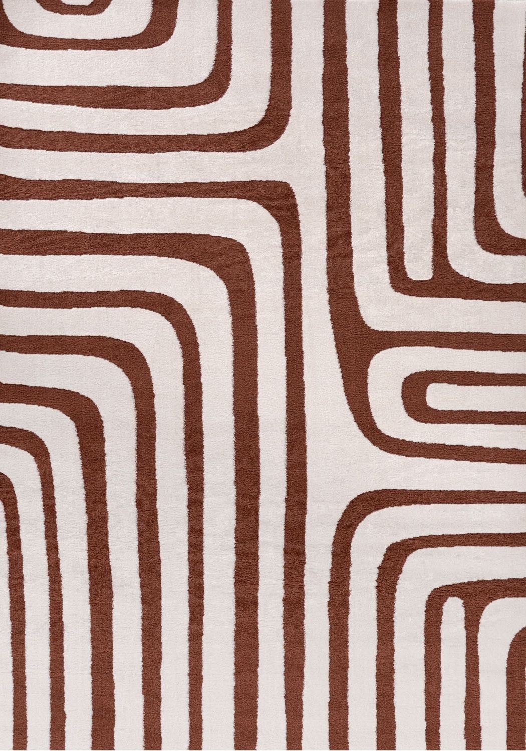 Patterned fabric with brown and white lines on a white background