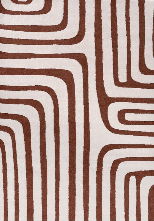 Patterned fabric with brown and white lines on a white background