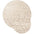 Round beige woven rug on a white background
