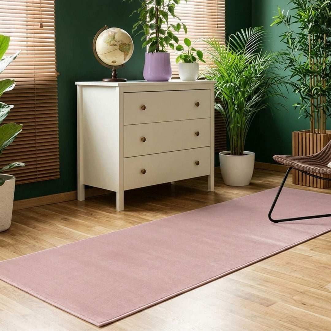 Solid Design Living Room Rug in Pink | Durable &amp; Stylish | THE RUGS