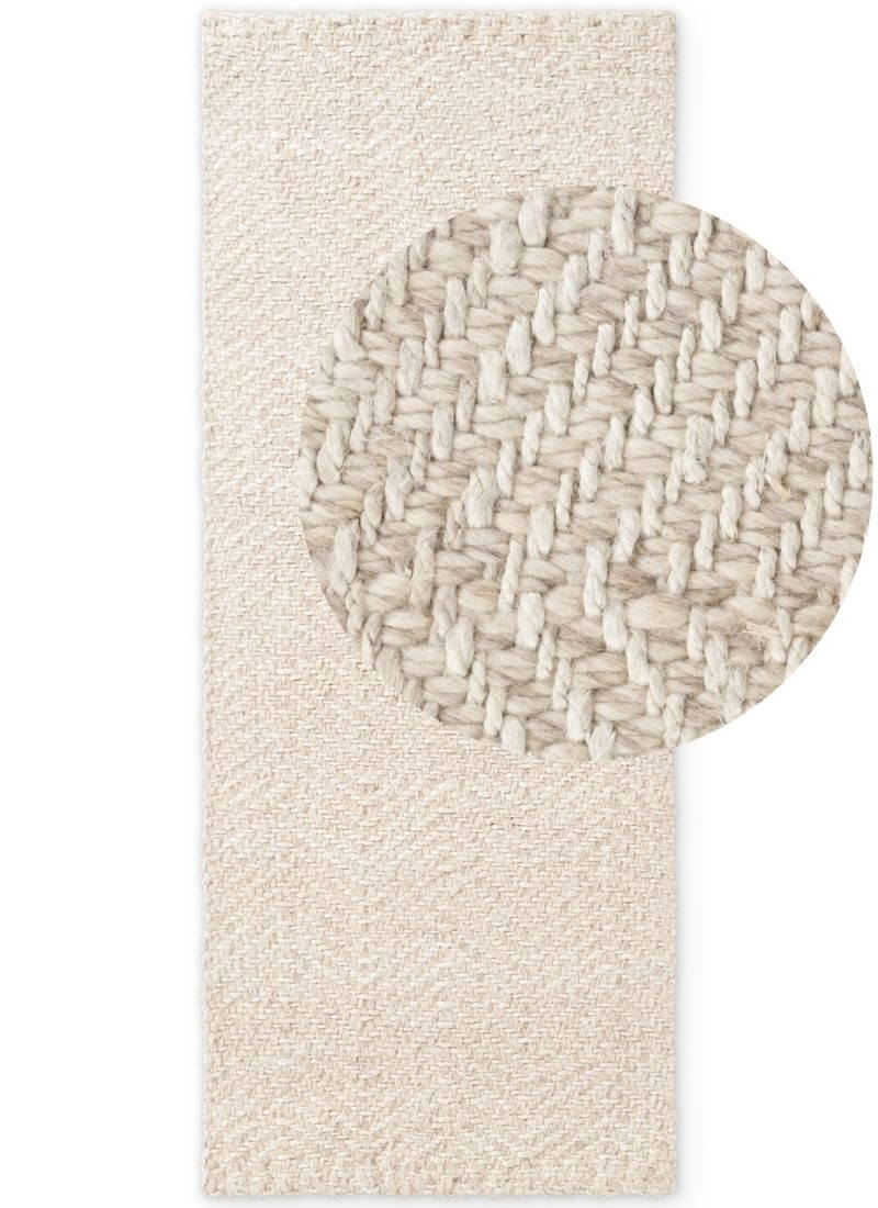 The Rugs Majoli Natural White Herringbone Wool & Jute Rug