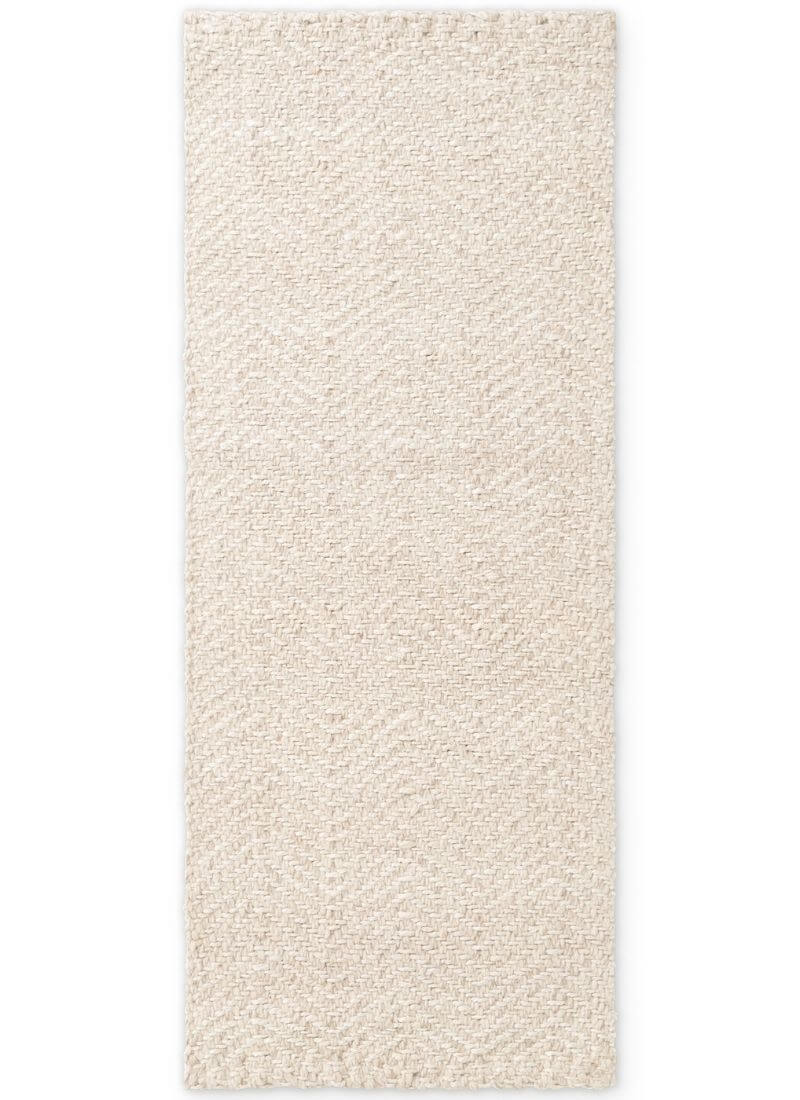 The Rugs Majoli Natural White Herringbone Wool & Jute Rug