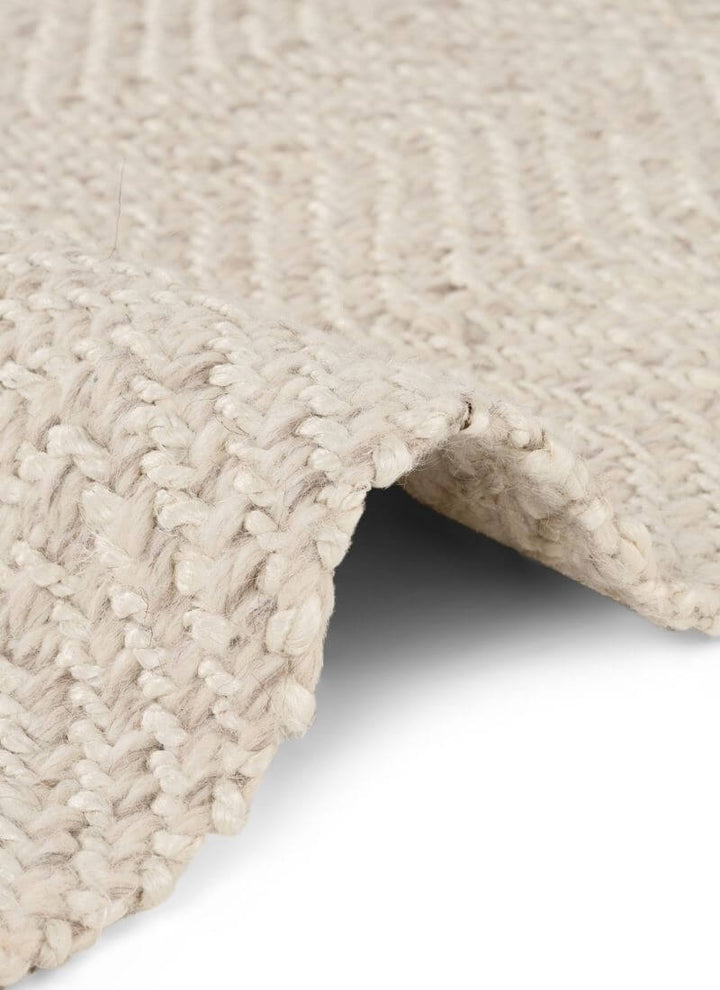 The Rugs Majoli Natural White Herringbone Wool & Jute Rug
