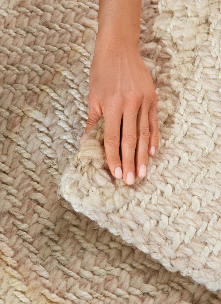 The Rugs Majoli Natural White Herringbone Wool & Jute Rug