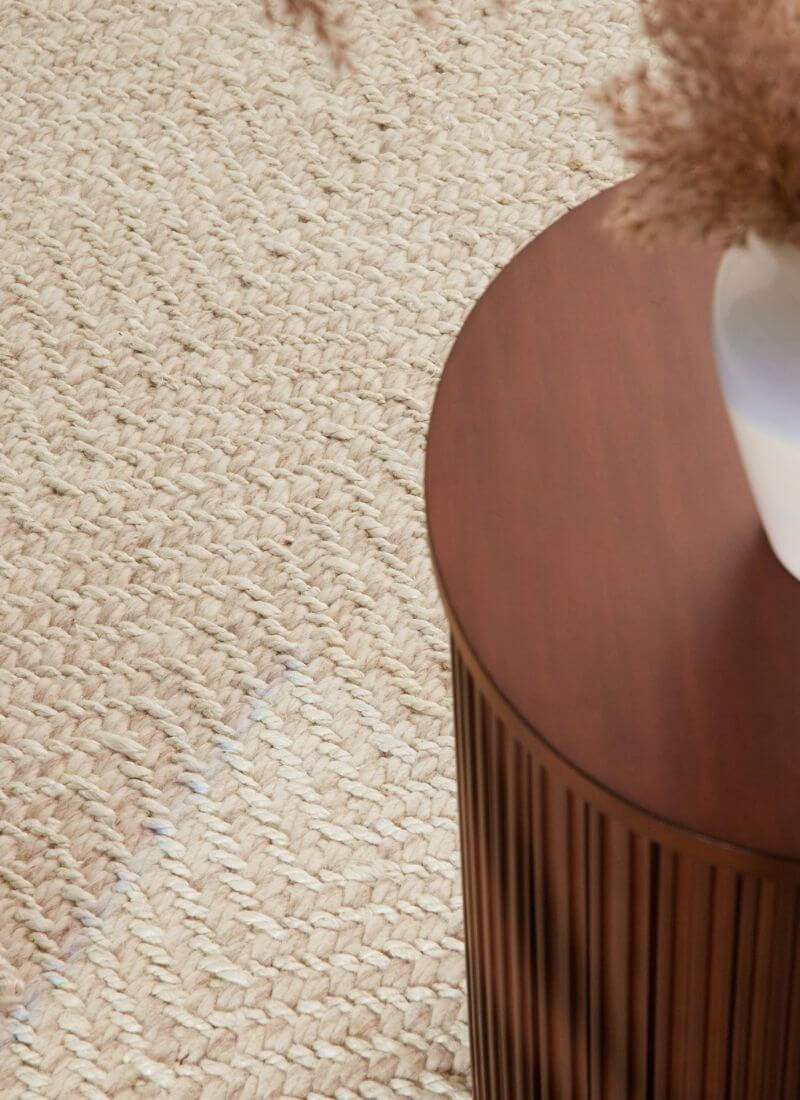 The Rugs Majoli Natural White Herringbone Wool & Jute Rug