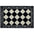 Black and white checkered rug with decorative border on a white background