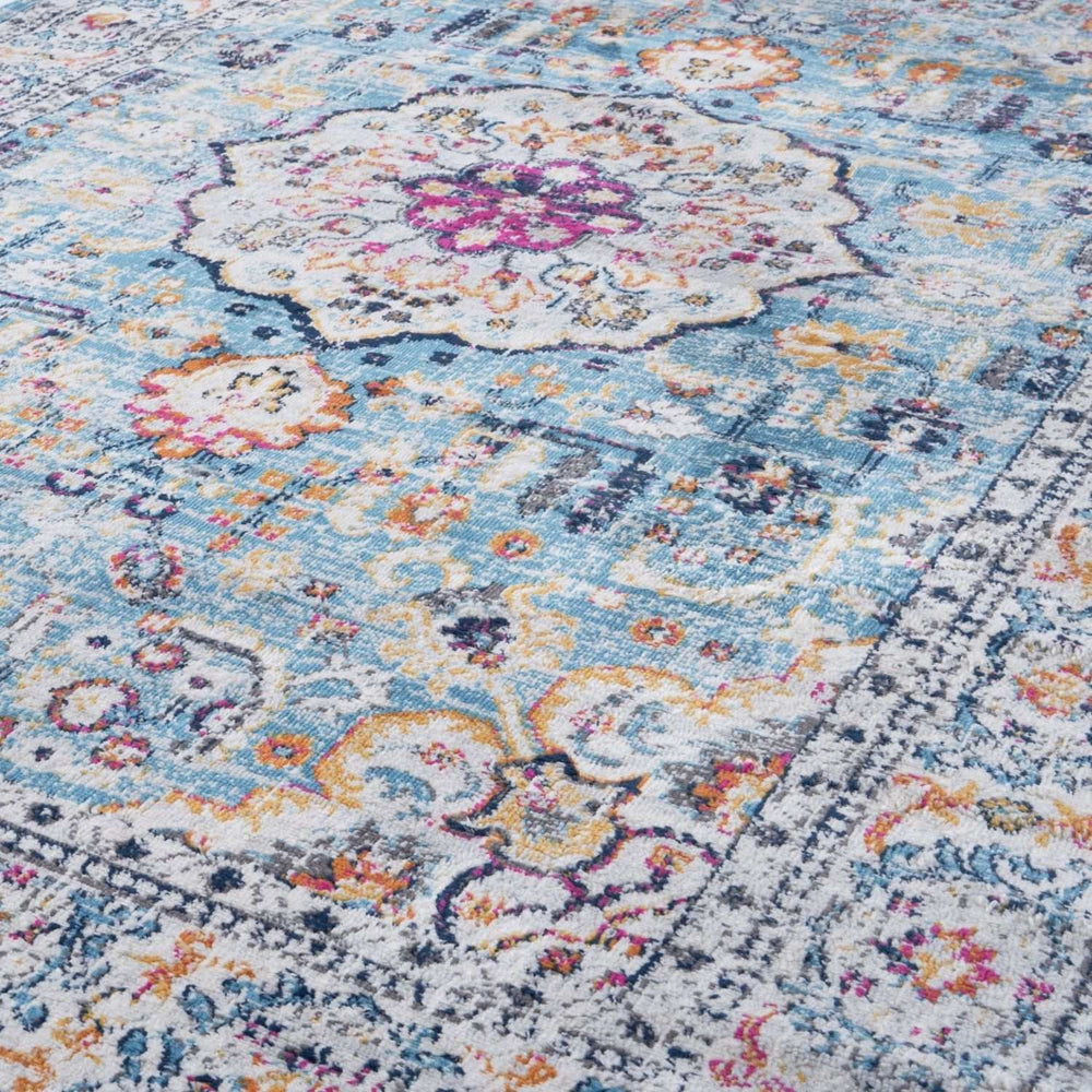 Living Room Rug Vintage Medallion Design in Multicolour