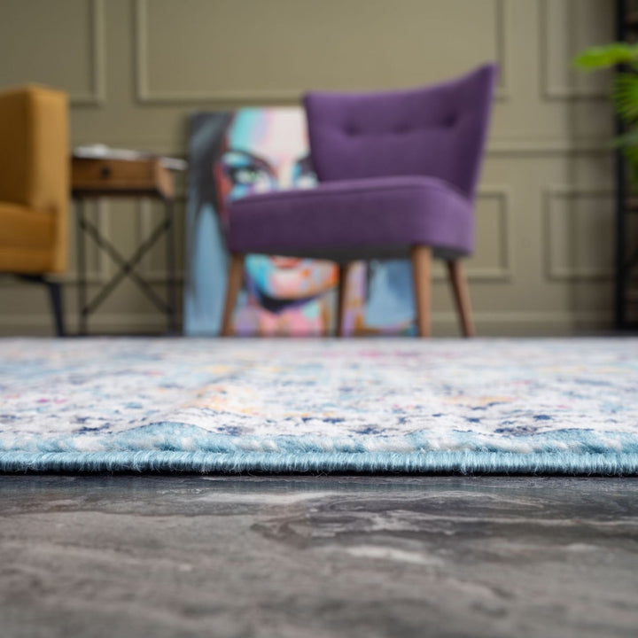 Living Room Rug Vintage Medallion Design in Multicolour