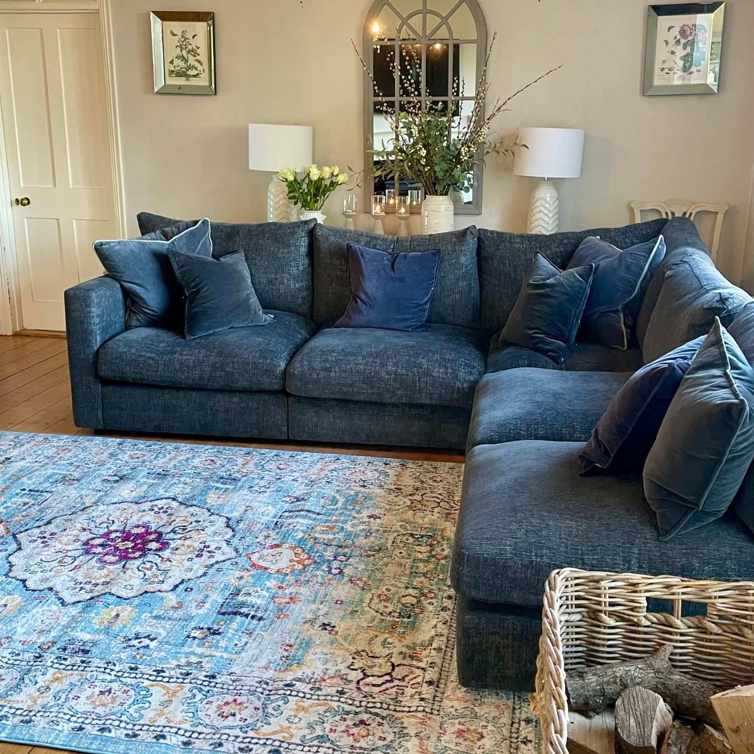 Living Room Rug Vintage Medallion Design in Multicolour