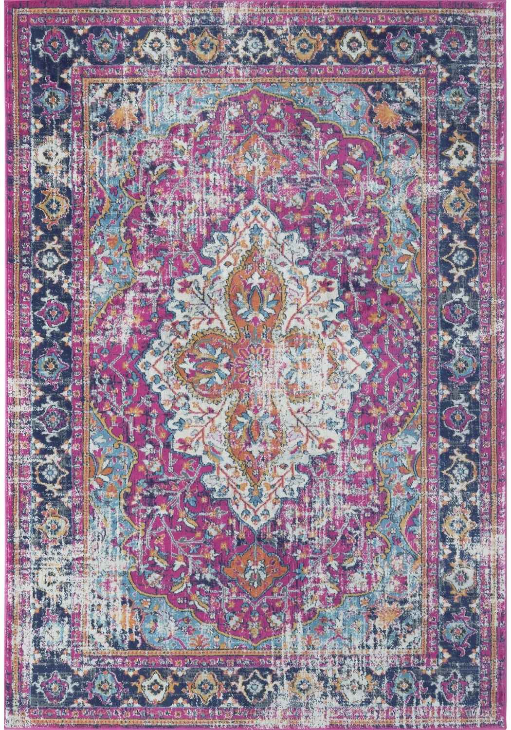 Living Room Rug Vintage Bordered in Multicolour